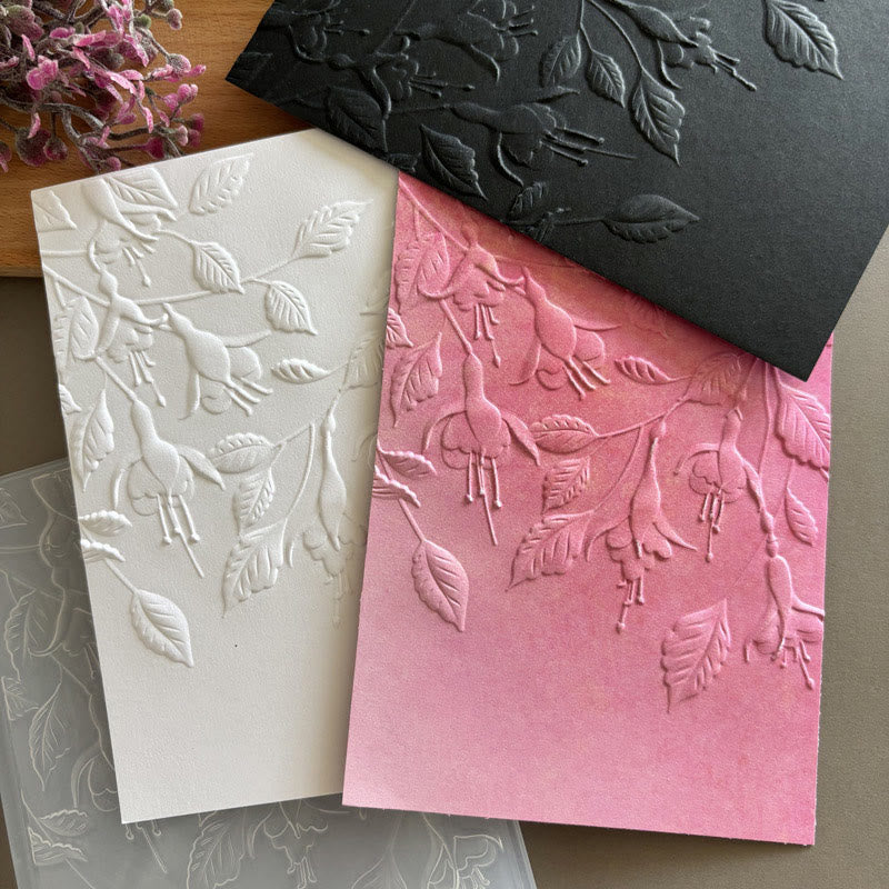 3D Embossed Folder Vlooming Flower Texture Design For Journal Card Making