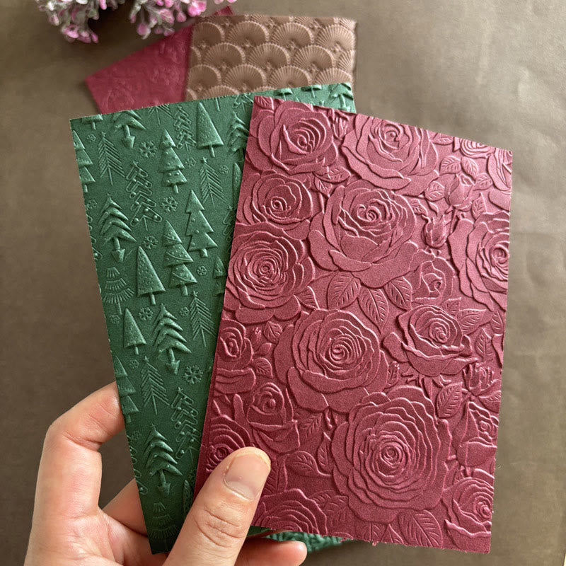 3D Embossed Folder Christmas Floral Texture Design For Journal Card Making