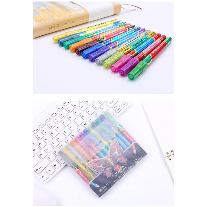 18 Colors Set Highlighter Painting Pen Glitter Gel Pen