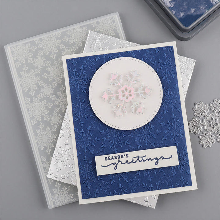 3D Embossed Folder Vivid Snowflake Texture Design For Journal Card Making