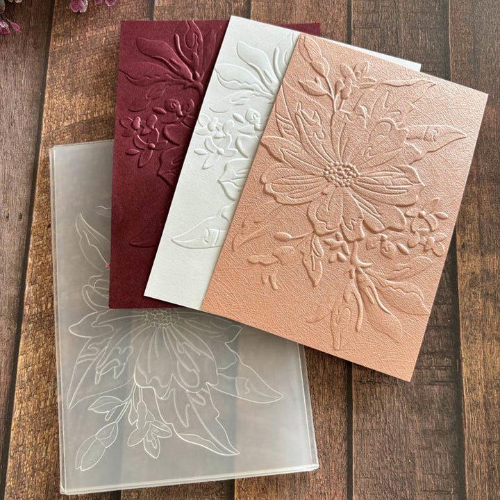 3D Embossed Folder Blooming Flower Texture Design For Journal Card Making