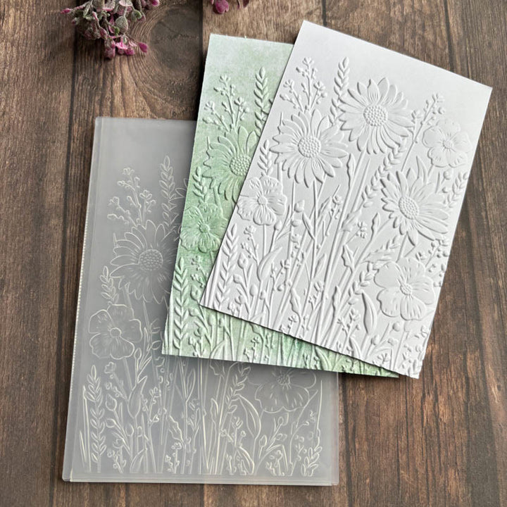 3D Embossed Folder Blooming Flower Texture Design For Journal Card Making