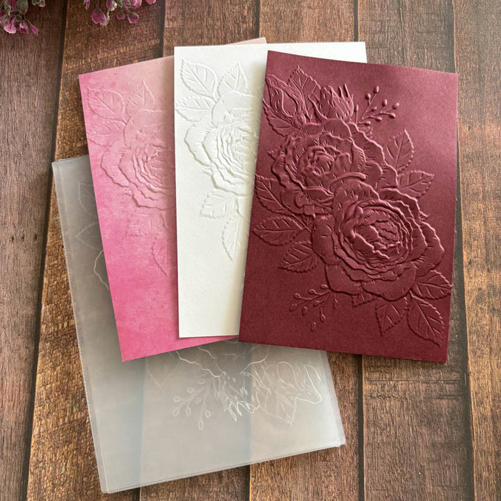 3D Embossed Folder Blooming Flower Texture Design For Journal Card Making