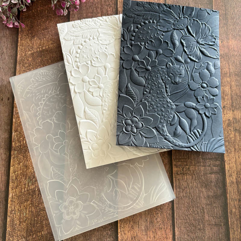 3D Embossed Folder Blooming Flower Texture Design For Journal Card Making