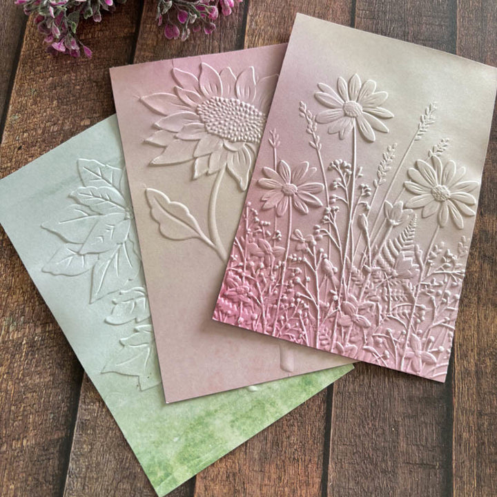 3D Embossed Folder Blooming Flower Texture Design For Journal Card Making