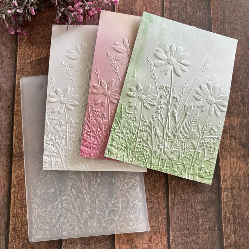 3D Embossed Folder Blooming Flower Texture Design For Journal Card Making