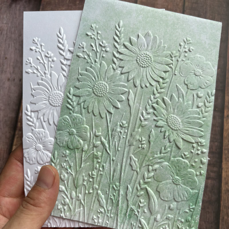 3D Embossed Folder Blooming Flower Texture Design For Journal Card Making