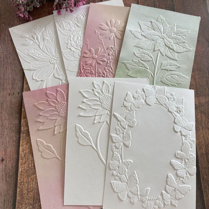 3D Embossed Folder Blooming Flower Texture Design For Journal Card Making