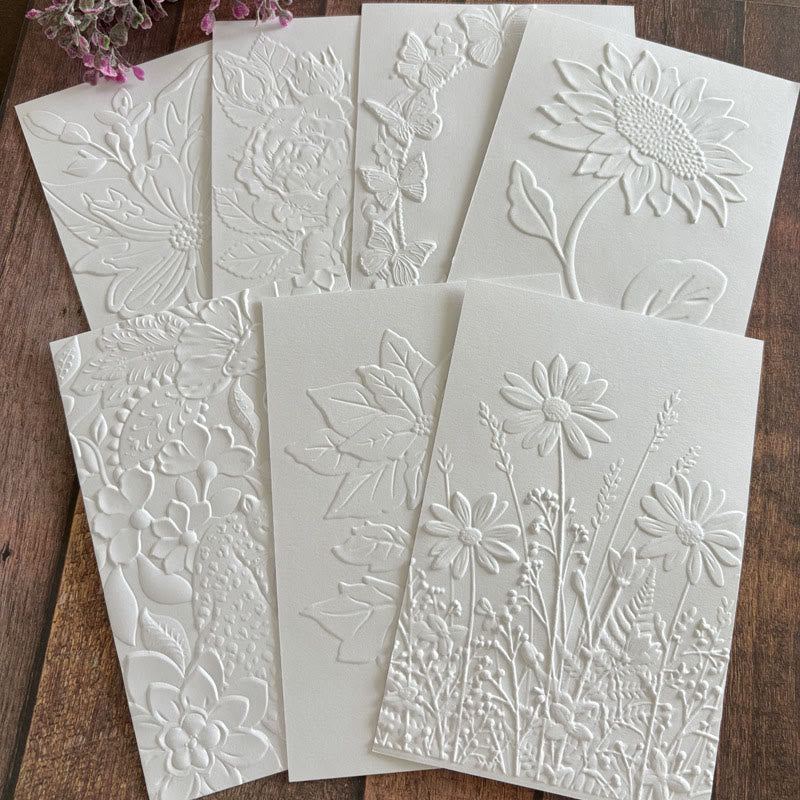 3D Embossed Folder Blooming Flower Texture Design For Journal Card Making