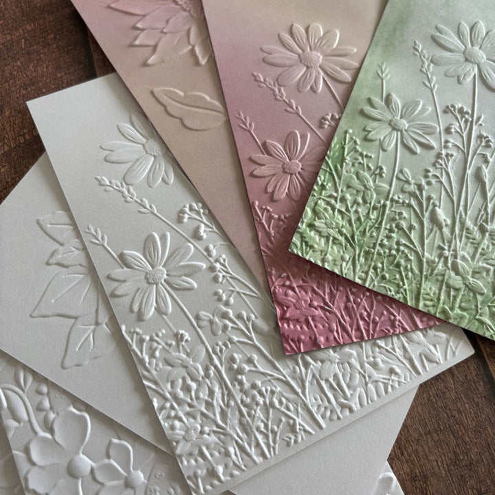 3D Embossed Folder Blooming Flower Texture Design For Journal Card Making