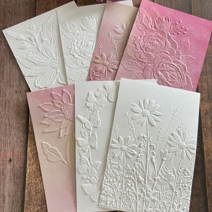 3D Embossed Folder Blooming Flower Texture Design For Journal Card Making