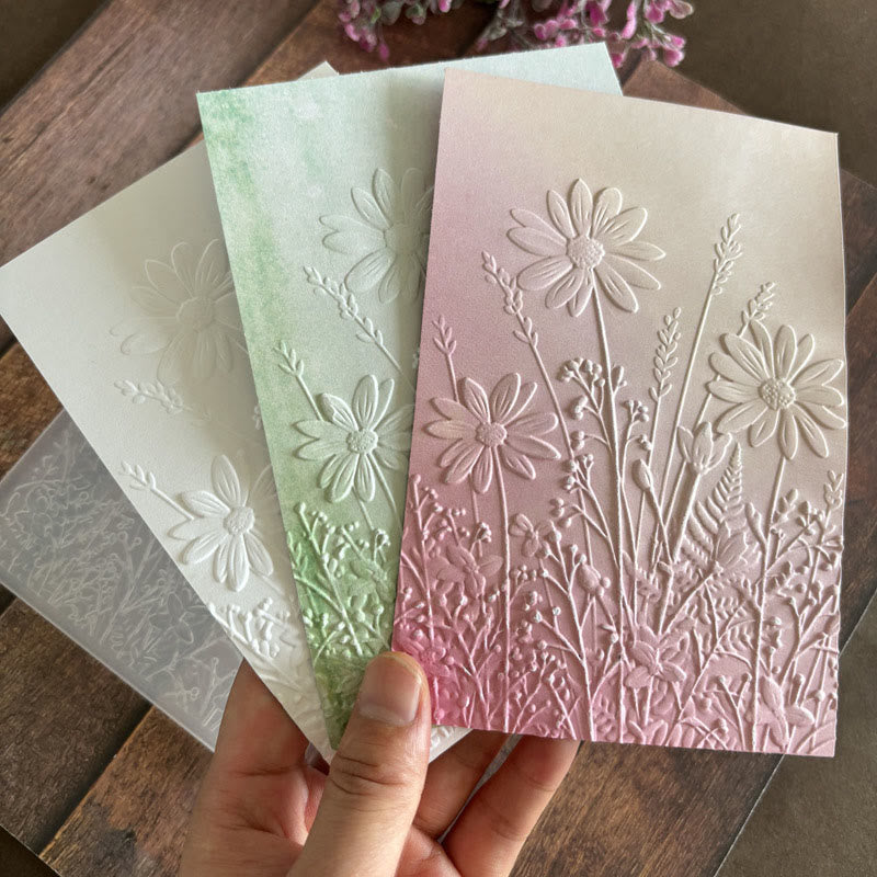 3D Embossed Folder Blooming Flower Texture Design For Journal Card Making