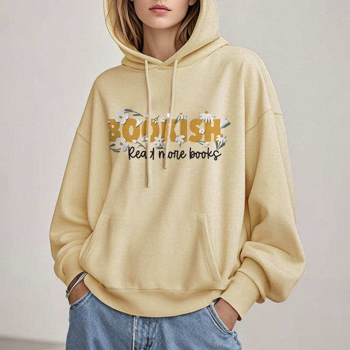 Bookish Read More Books Fleece Hoodie Long Sleeves Hooded Sweatshirts