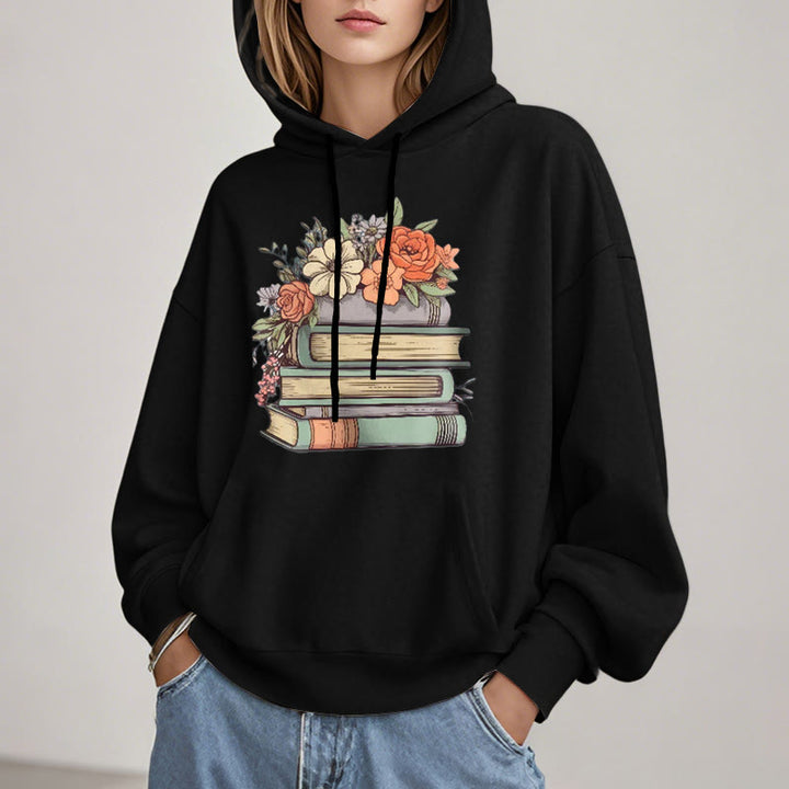 Reading In Bloom Fleece Hoodie Long Sleeves Hooded Sweatshirts