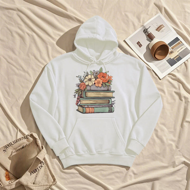 Reading In Bloom Fleece Hoodie Long Sleeves Hooded Sweatshirts