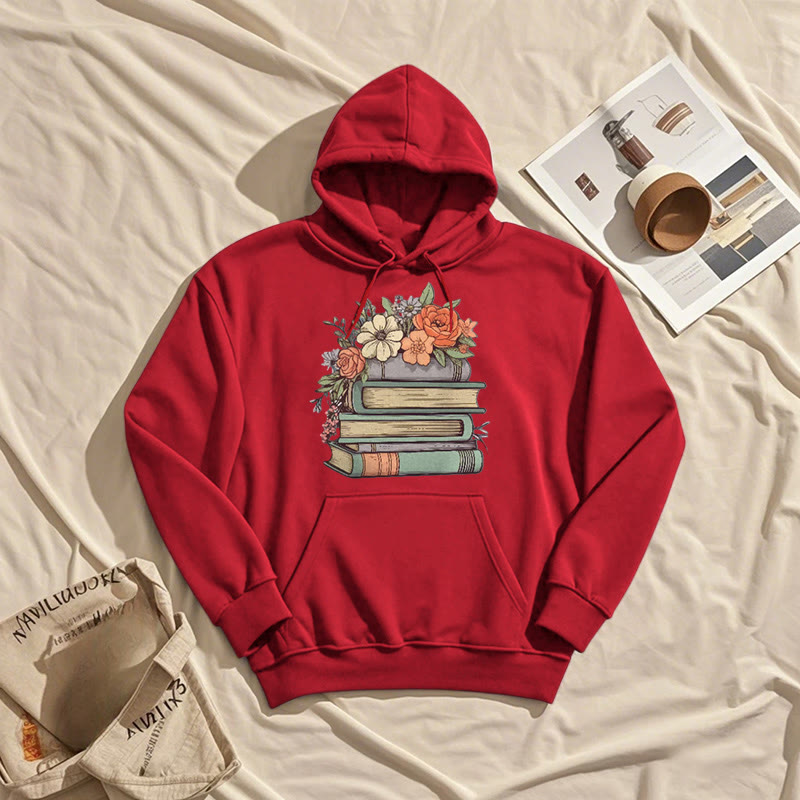 Reading In Bloom Fleece Hoodie Long Sleeves Hooded Sweatshirts