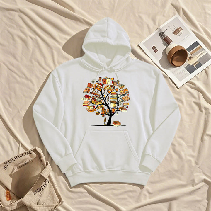 Tree Of Book Fleece Hoodie Long Sleeves Hooded Sweatshirts