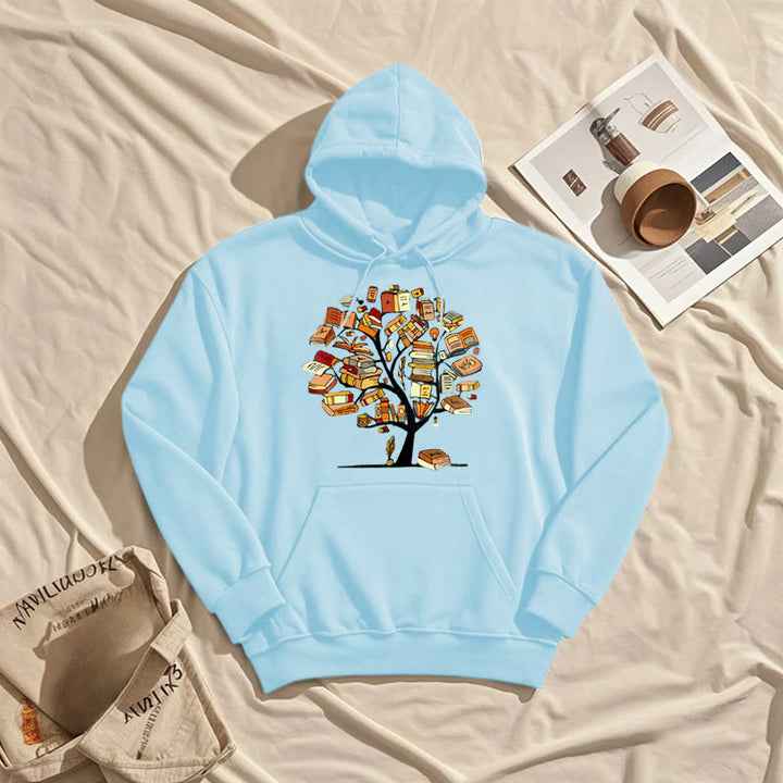 Tree Of Book Fleece Hoodie Long Sleeves Hooded Sweatshirts