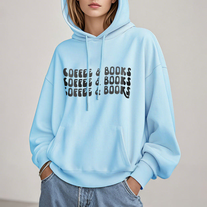 Coffee & Books Fleece Hoodie Long Sleeves Hooded Sweatshirts