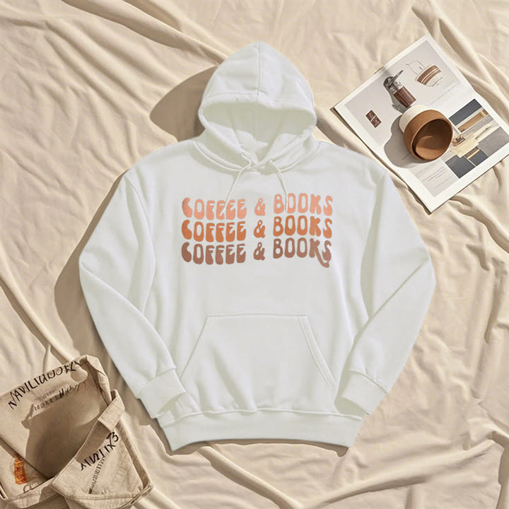 Coffee & Books Fleece Hoodie Long Sleeves Hooded Sweatshirts