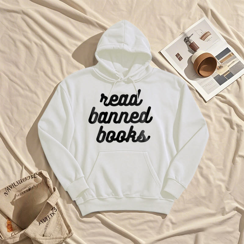 Read Banned Books Fleece Hoodie Long Sleeves Hooded Sweatshirts