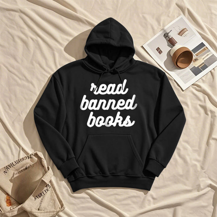 Read Banned Books Fleece Hoodie Long Sleeves Hooded Sweatshirts