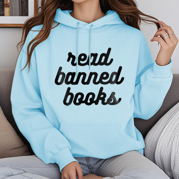 Read Banned Books Fleece Hoodie Long Sleeves Hooded Sweatshirts