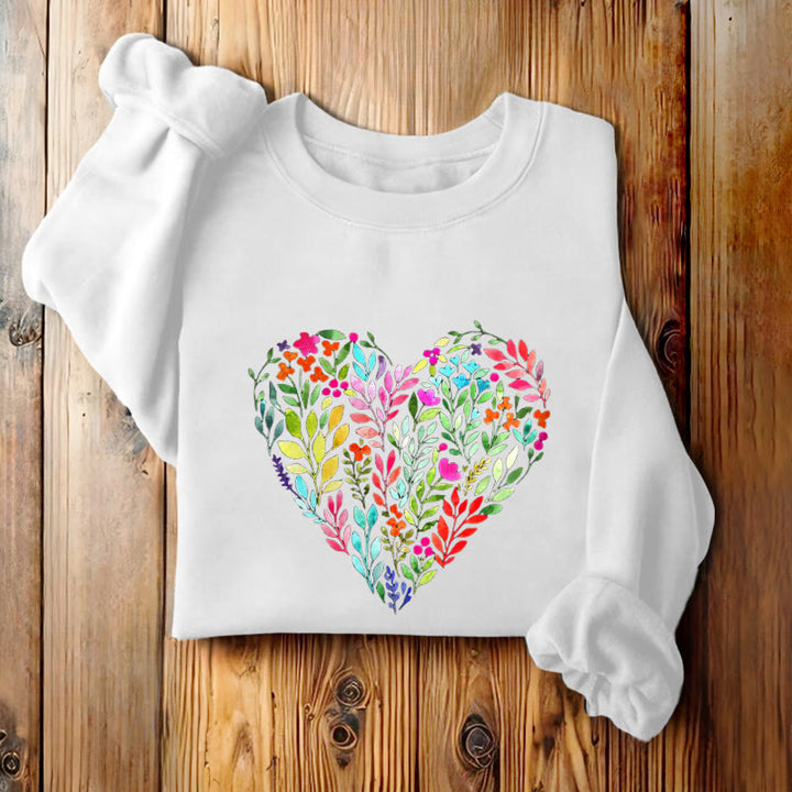 FLOWER HEART Womens Crewneck Sweatshirt Pullover