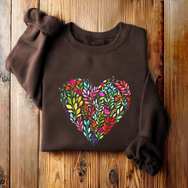 FLOWER HEART Womens Crewneck Sweatshirt Pullover