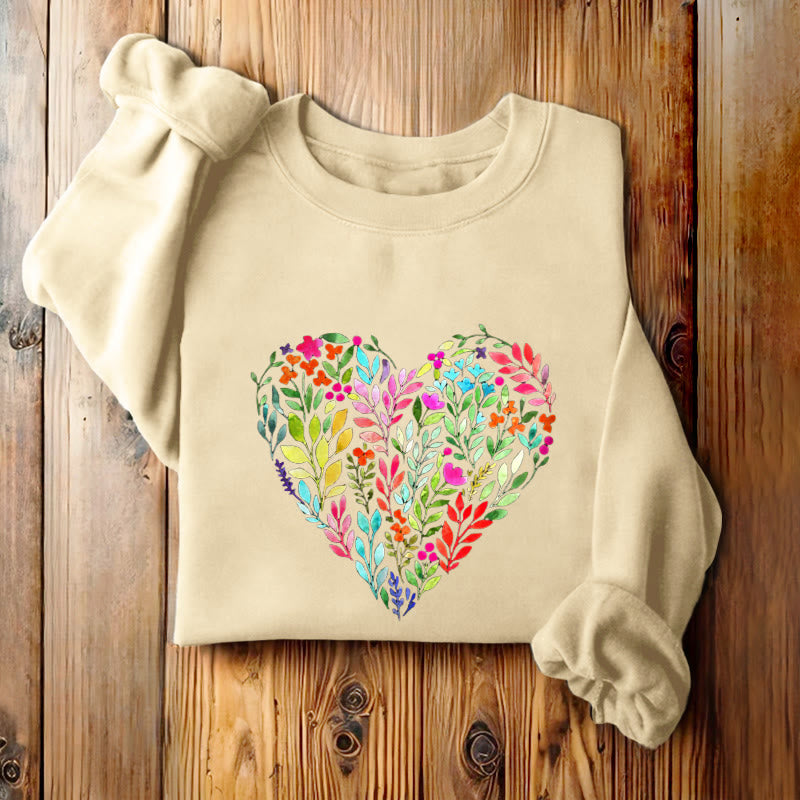 FLOWER HEART Womens Crewneck Sweatshirt Pullover