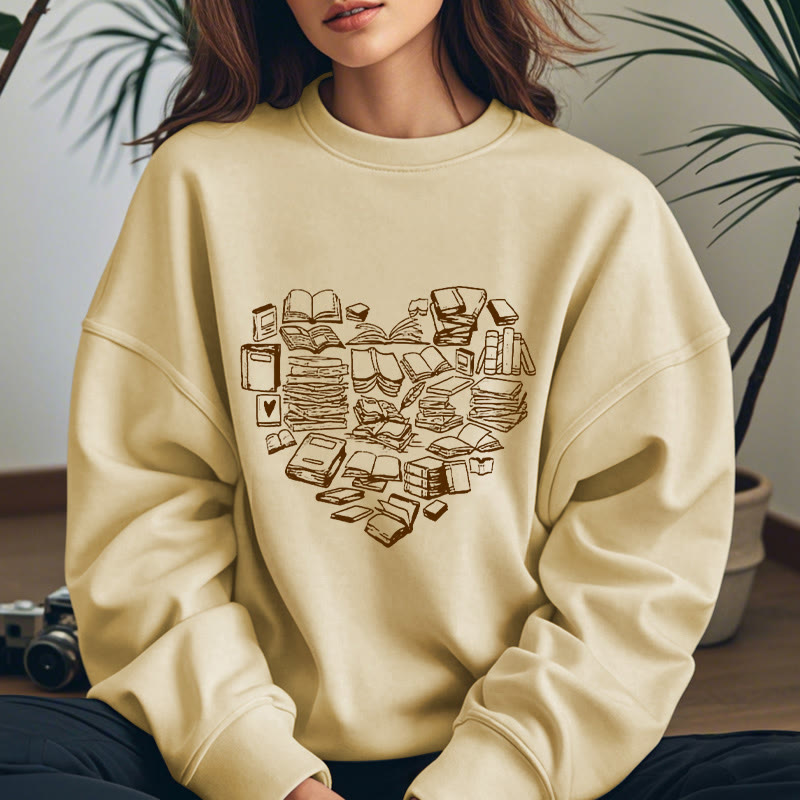 BOOK HEART Womens Crewneck Sweatshirt Pullover