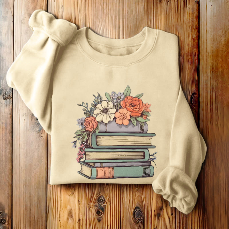 READING IN BLOOM Womens Crewneck Sweatshirt Pullover