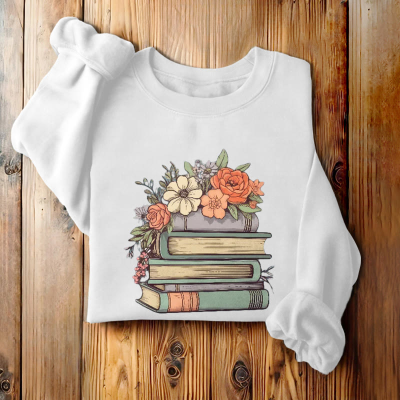 READING IN BLOOM Womens Crewneck Sweatshirt Pullover