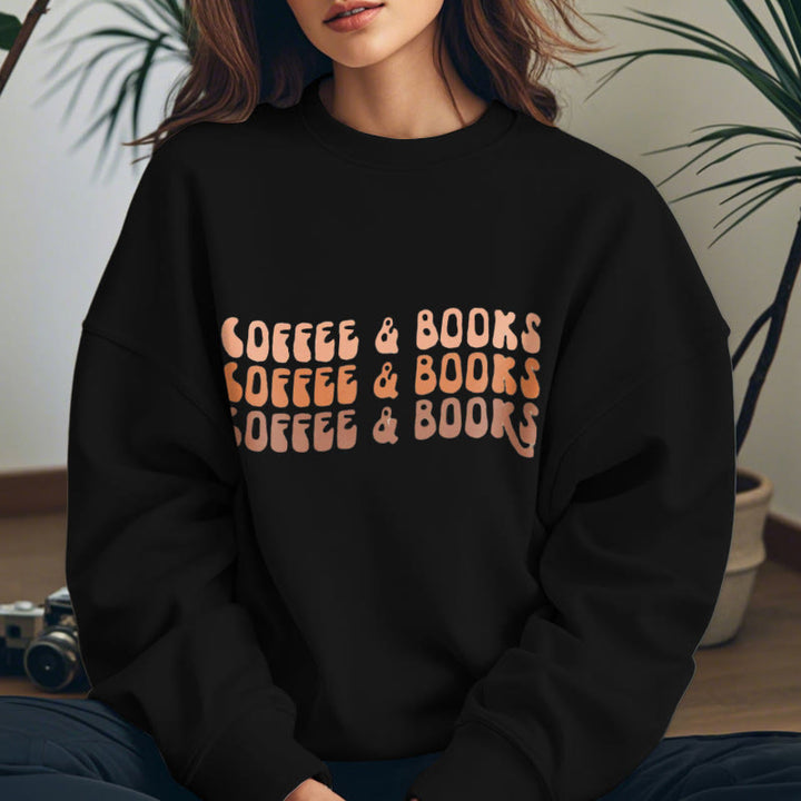 COFFEE & BOOKS Womens Crewneck Sweatshirt Pullover