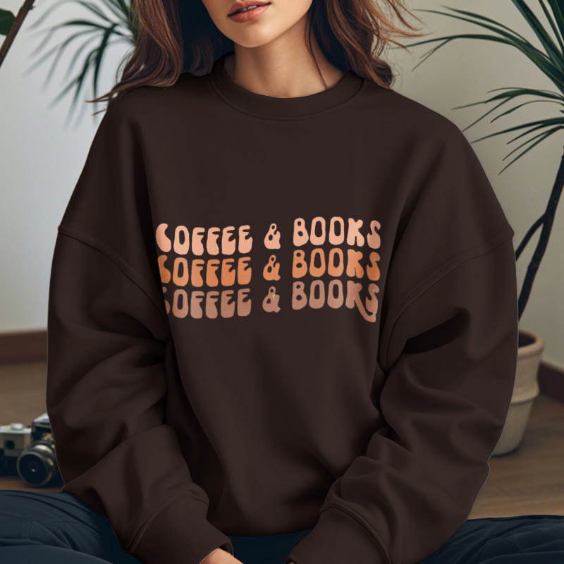 COFFEE & BOOKS Womens Crewneck Sweatshirt Pullover