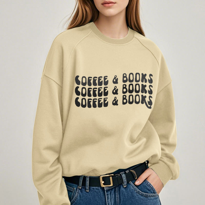 COFFEE & BOOKS Womens Crewneck Sweatshirt Pullover