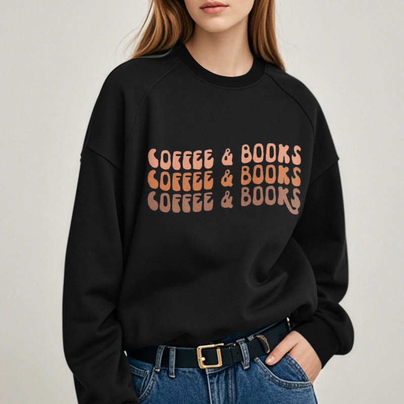 COFFEE & BOOKS Womens Crewneck Sweatshirt Pullover