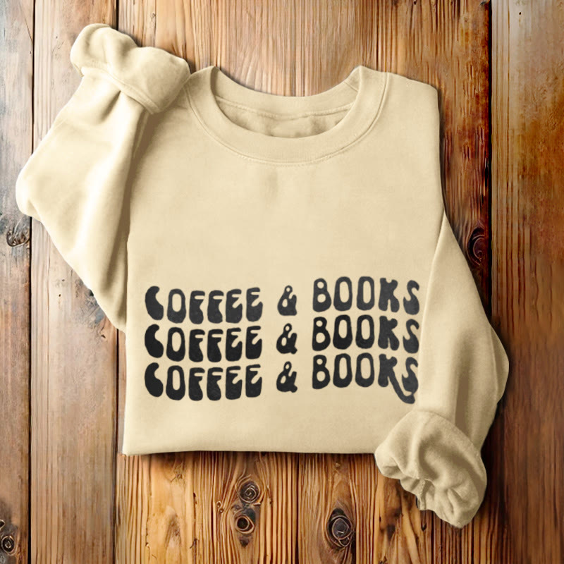 COFFEE & BOOKS Womens Crewneck Sweatshirt Pullover