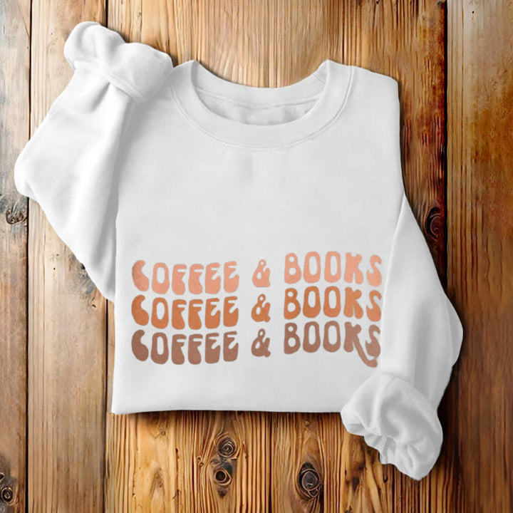 COFFEE & BOOKS Womens Crewneck Sweatshirt Pullover