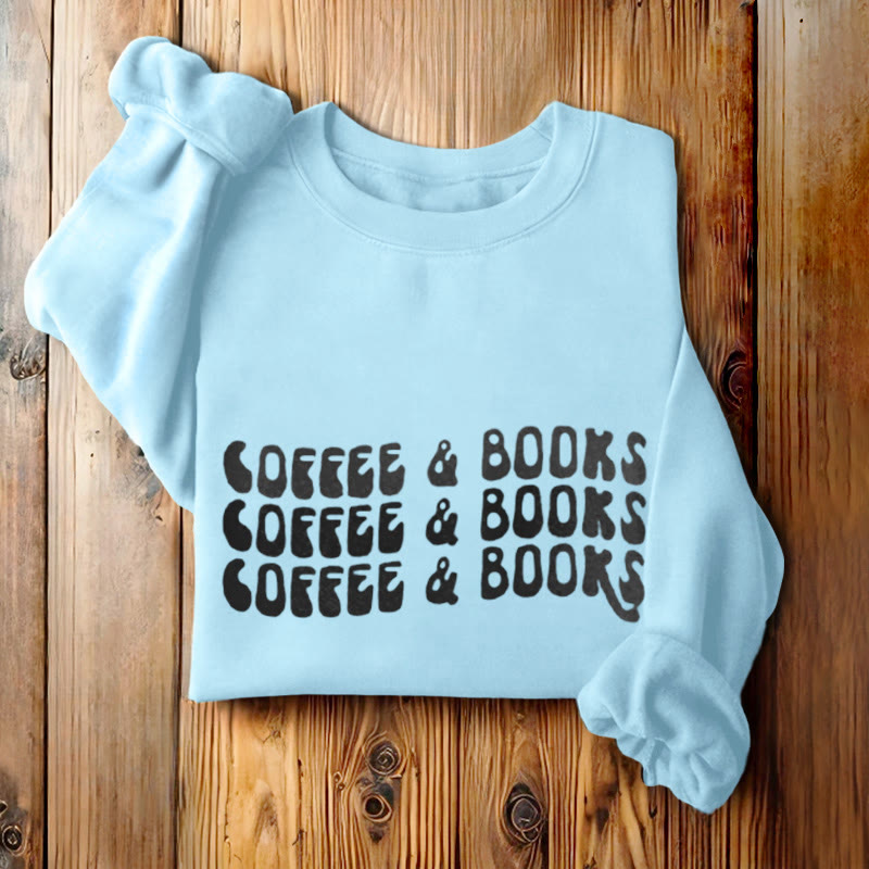 COFFEE & BOOKS Womens Crewneck Sweatshirt Pullover