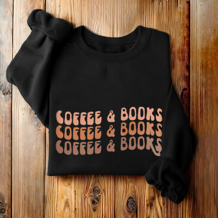 COFFEE & BOOKS Womens Crewneck Sweatshirt Pullover