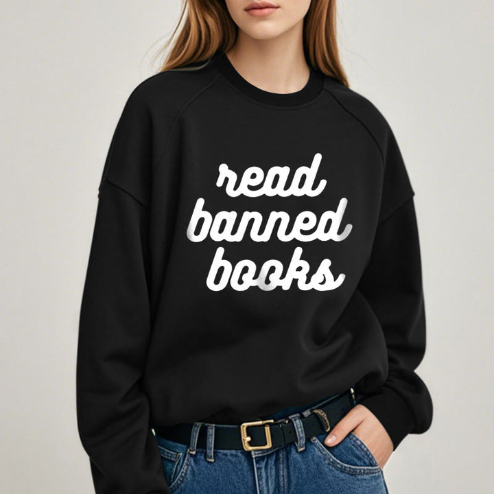 READ BANNED BOOKS Womens Crewneck Sweatshirt Pullover