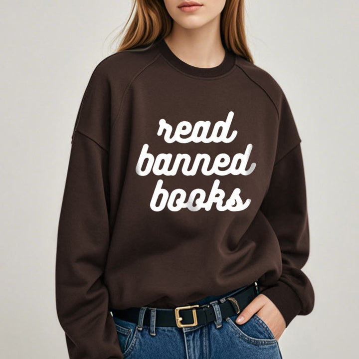 READ BANNED BOOKS Womens Crewneck Sweatshirt Pullover