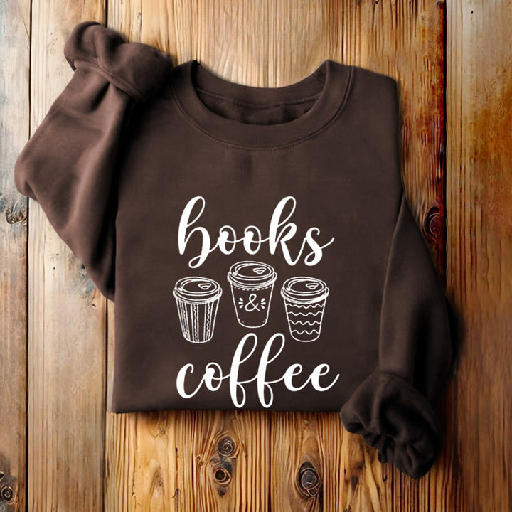 BOOKS & COFFEE Womens Crewneck Sweatshirt Pullover