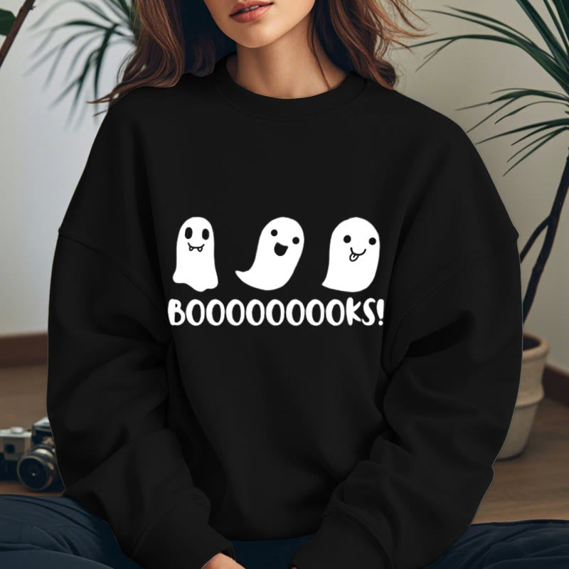 BOOOOOOOOKS! Ghosts Womens Crewneck Sweatshirt Pullover