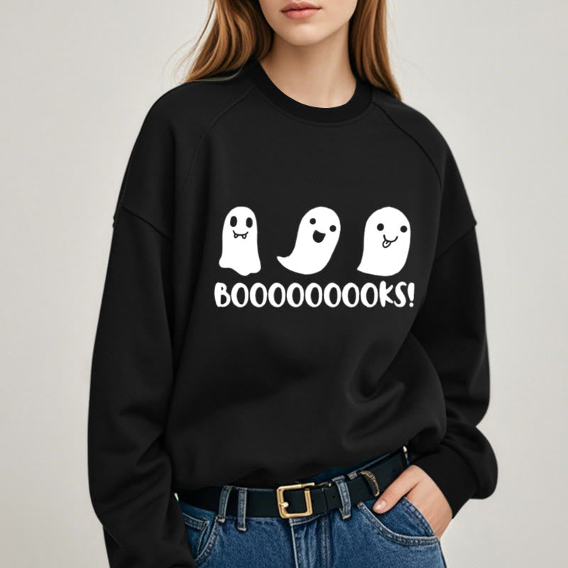 BOOOOOOOOKS! Ghosts Womens Crewneck Sweatshirt Pullover