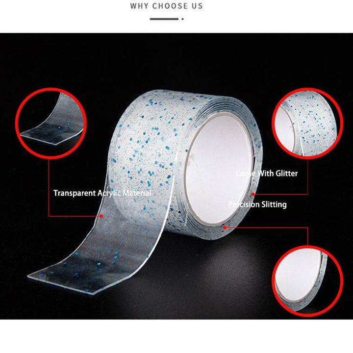 Glitter Double-Sided Nano Tape Heavy Duty Traceless Tape for DIY Crafts