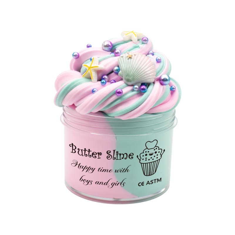 Double Color Butter Slime Ocean Seashell Stress Relief Jelly Mud