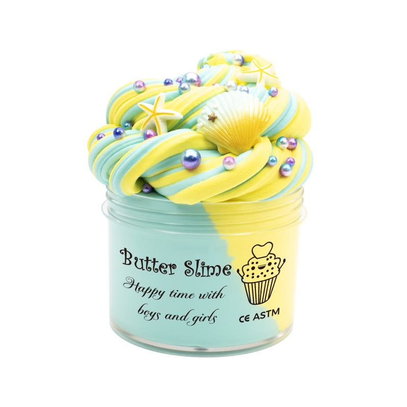 Double Color Butter Slime Ocean Seashell Stress Relief Jelly Mud