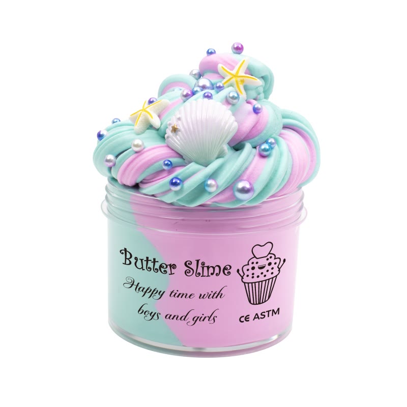 Double Color Butter Slime Ocean Seashell Stress Relief Jelly Mud